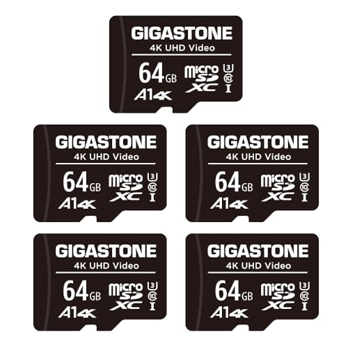Gigastone マイクロsdカード 64GB 5個セット SDアダプタ付き 4K UHD ビデオ 撮影 90MB/S MicroSDXC U