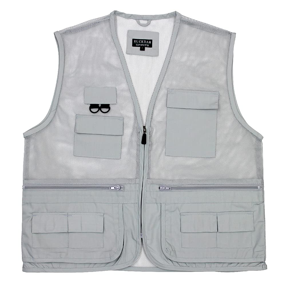 [RUCK DAM SPIRITS] (ラックダムスピリッツ) オールメッシュベスト(グレーLL) 軽量 通気性 アウトドアキャンプ 釣り用 フ