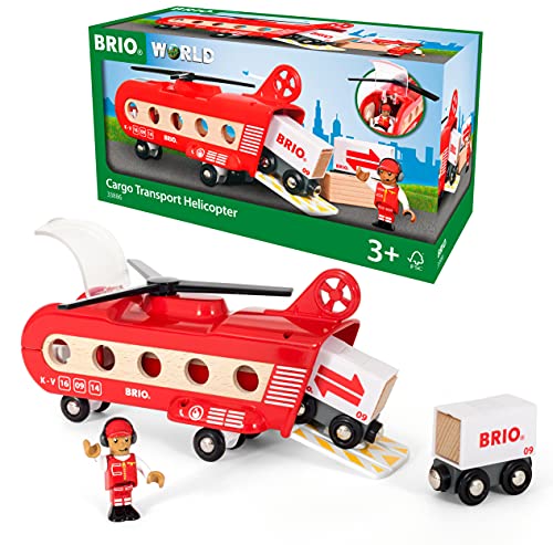 BRIO (ブリオ) WORLD カーゴヘリコプター [全8ピース] 対象年齢 3歳~ (ヘリコプター 木製 おもちゃ) 33886