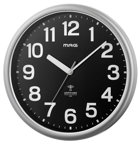 MAG(マグ) 掛け時計 電波時計 アナログ ナオス ステップ秒針 夜間秒針停止機能付き シルバー メタリック W-781SM-Z
