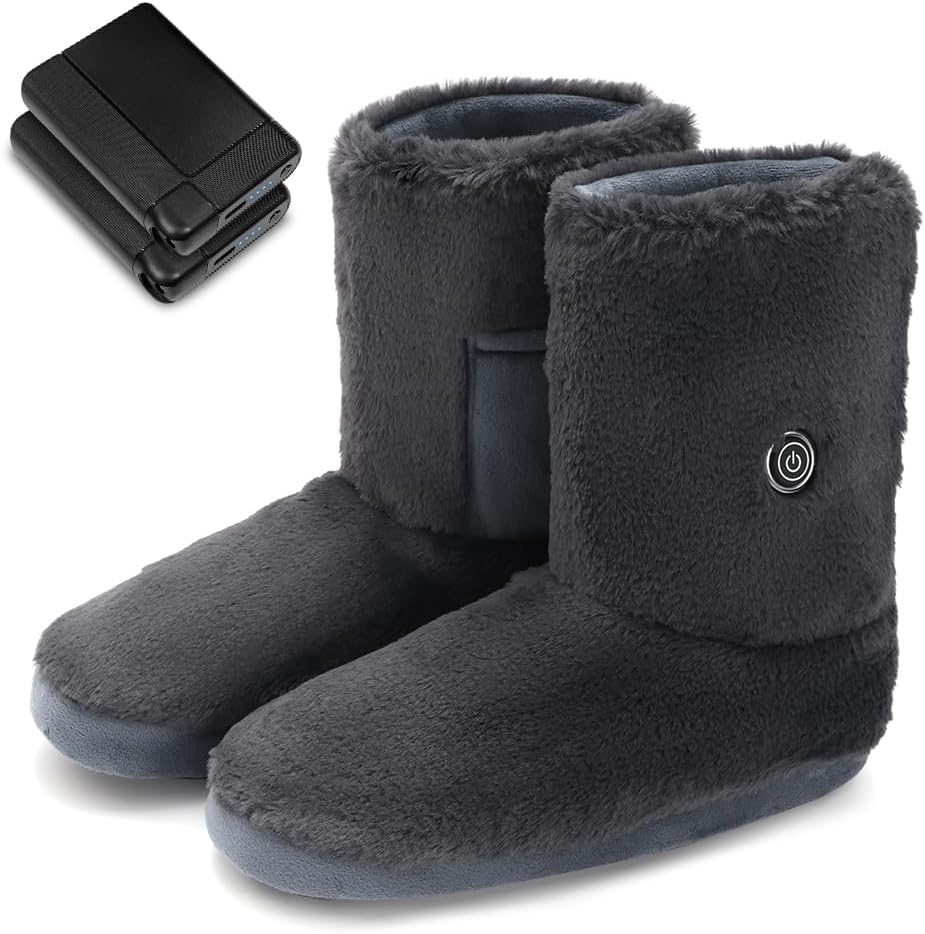 フットウォーマー コードレス 足温器 【10秒で速暖 両面発熱 電池残量が一目瞭然！】 電気スリッパ バッテリー付き(8000mAh)*2個 4