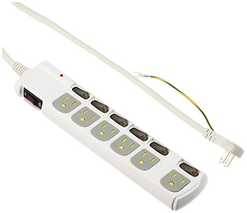 Rakuten - オーム（OHM）アース雷ガード　3Pプラグ対応 個別スイッチ付き 節電タップ 6個口 1.8m [HS-T1259W]