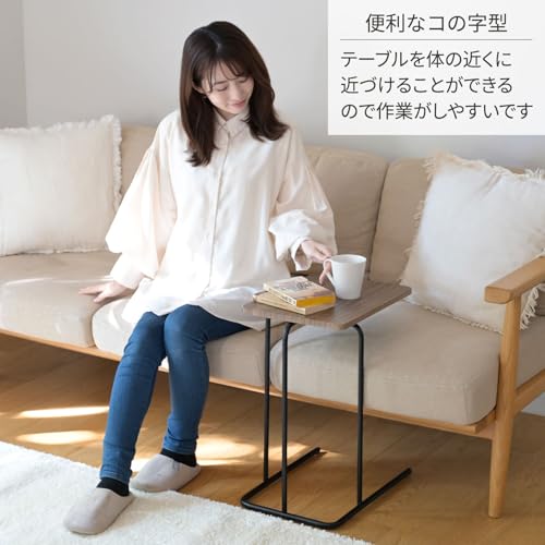 エブリデイ・ダイレクトの山善(YAMAZEN) サイドテーブル スリム ベッド横 コの字型 四角 黒 ベッドサイドテーブル コーヒーテーブル コンパクト 幅29.5×奥｜アングル3