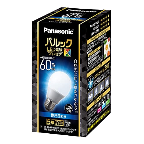 Rakuten - パナソニック パルック LED電球 口金直径26mm プレミアX 電球60形相当 昼光色相当(7.3W) 一般電球 空間全体を照らすタイプ(全方