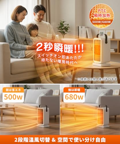 『2026新・寒さ対策』 セラミックヒーター『ECO知能恒温&2秒速暖』セラミックファ...
