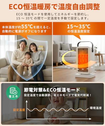 『2026新・寒さ対策』 セラミックヒーター『ECO知能恒温&2秒速暖』セラミックファ...