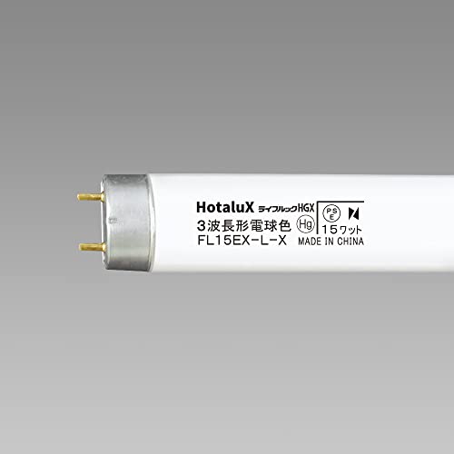 電球色/-/FL15EX-L-X2・パッケージ個数:1・直管蛍光灯15W電球色　色温度3000k・管径25.5管長436mm質量70g・口金G13全光束1020lm・定格寿命6000時間三波長のとても明るい15Wの蛍光灯 電球色