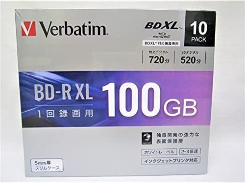 三菱化学メディア 4倍速対応BD-R XL 10枚パック 100GB ホワイトプリンタブル VBR520YP10D1 三菱化学メディア 4倍速対応BD-R XL 10枚パック 100GB ホワイトプリンタブル VBR520YP10D1
