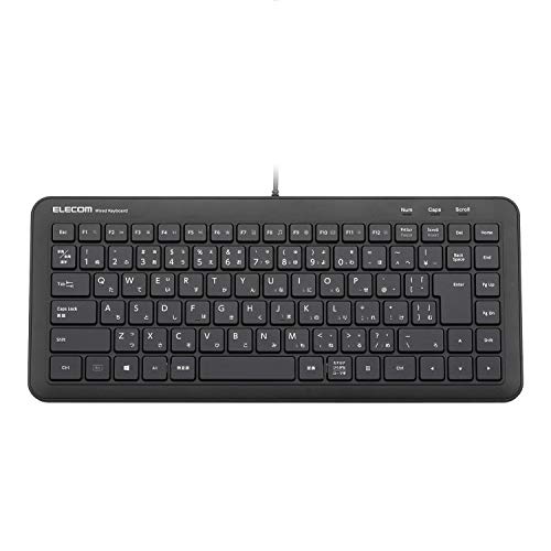 エレコム 有線ミニキーボード 静音タイプ メンブレン式 ブラック TK-FCM077PBK