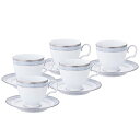 Noritake ノリタケ カップ & ソーサー セット ( コーヒー ティー 兼用) 250cc ハンプシャープラチナ 5客 ファインポーセレ