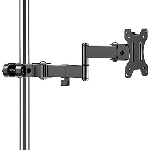 Display Covers - ACCURTEK モニターアーム ポール取り付け式 シングル (13〜32インチ、最大8kg対応) - 1画面 角度調整可能 スチール製 ブラッ