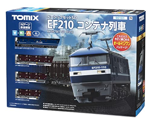 コンテンポラリー・マルチカラー N 90181・今日から鉄道模型の運転開始。・車両は貨物列車で機関車は桃太郎!!・JR貨物承認申請中・生産国:日本説明 【車両】 EF210と20Dコンテナ搭載のコキ106形3両の計4両をセット。 EF210は側面にキャラクターのラッピングが施された姿を再現。 JRマーク印刷済み。 フライホイール付動力・銀色車輪採用。 M-13モーター採用 【レール】 PCまくら木を再現。 ファイントラック採用。 レールパターンAの内容。 リレーラーレール付。 【制御】 PU-N600 (グレー仕様)。 ※鉄道模型はレールより給電するシステムです。走行、発光、点灯する場合でも電池は使用しません。 ※本製品に電池は含まれません。 ※本製品に燃料は使用しません。 ※本製品に燃料は含まれません。 ※本製品に塗料は含まれません。