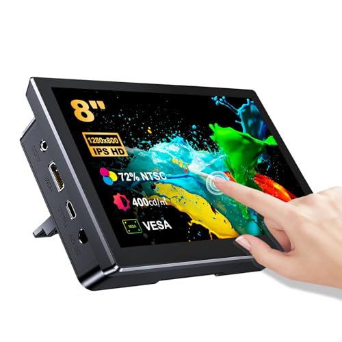 Mayfee! 8 インチ タッチ スクリーン モニター、HD 1280×800 IPS LCD スクリーン内蔵スピーカー 72%NTSC モニ