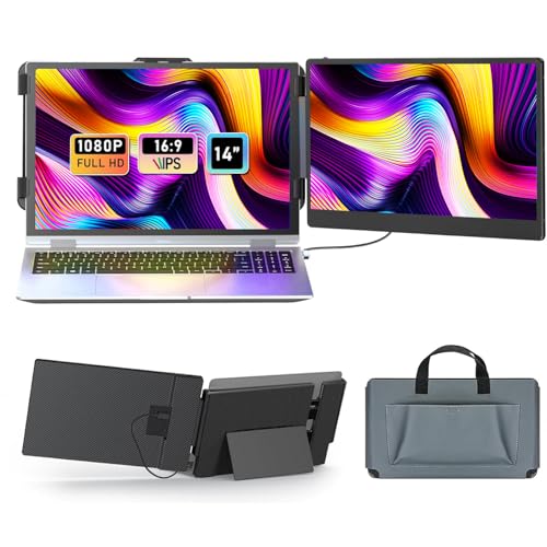 LGGST ポータブルモニター デュアルモニター 14インチ FHD 1080P IPSパネル搭載 300nit高輝度&1000:1高コントラス