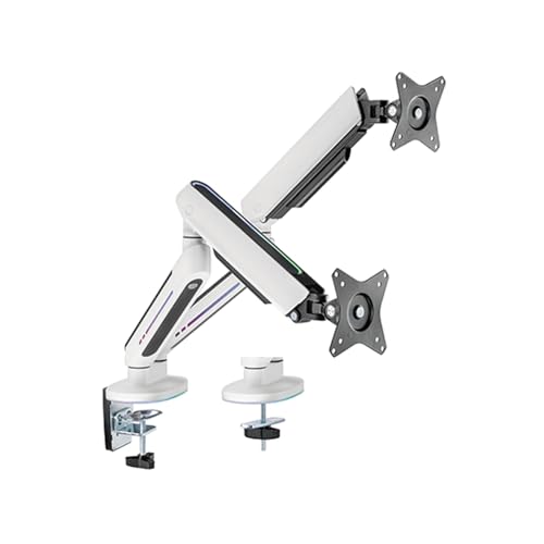 Alterzone ゲーミングモニターアーム 白 RGB 17~32インチ 最大耐荷重9Kg 多角度調節 ディスプレイアーム グロメット式&クラ