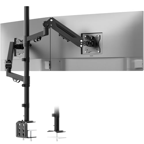 WORLDLIFT デュアル モニターアーム 上下40インチ対応/左右35インチ対応 耐荷重12kg 上下2画面 高さ調節 815mm ロングポ