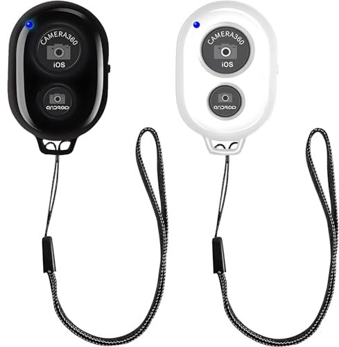2パックワイヤレスカメラリモートシャッター、写真やビデオのための自撮りクリッカー、iPhone/Android用のワイヤレス電話カメラリモコン、