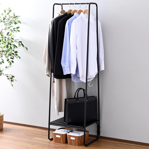 山善(YAMAZEN) ハンガーラック 下棚付き ハイタイプ スリム 耐荷重35kg コートハンガー 幅51×奥行40×高さ164.5cm 衣類