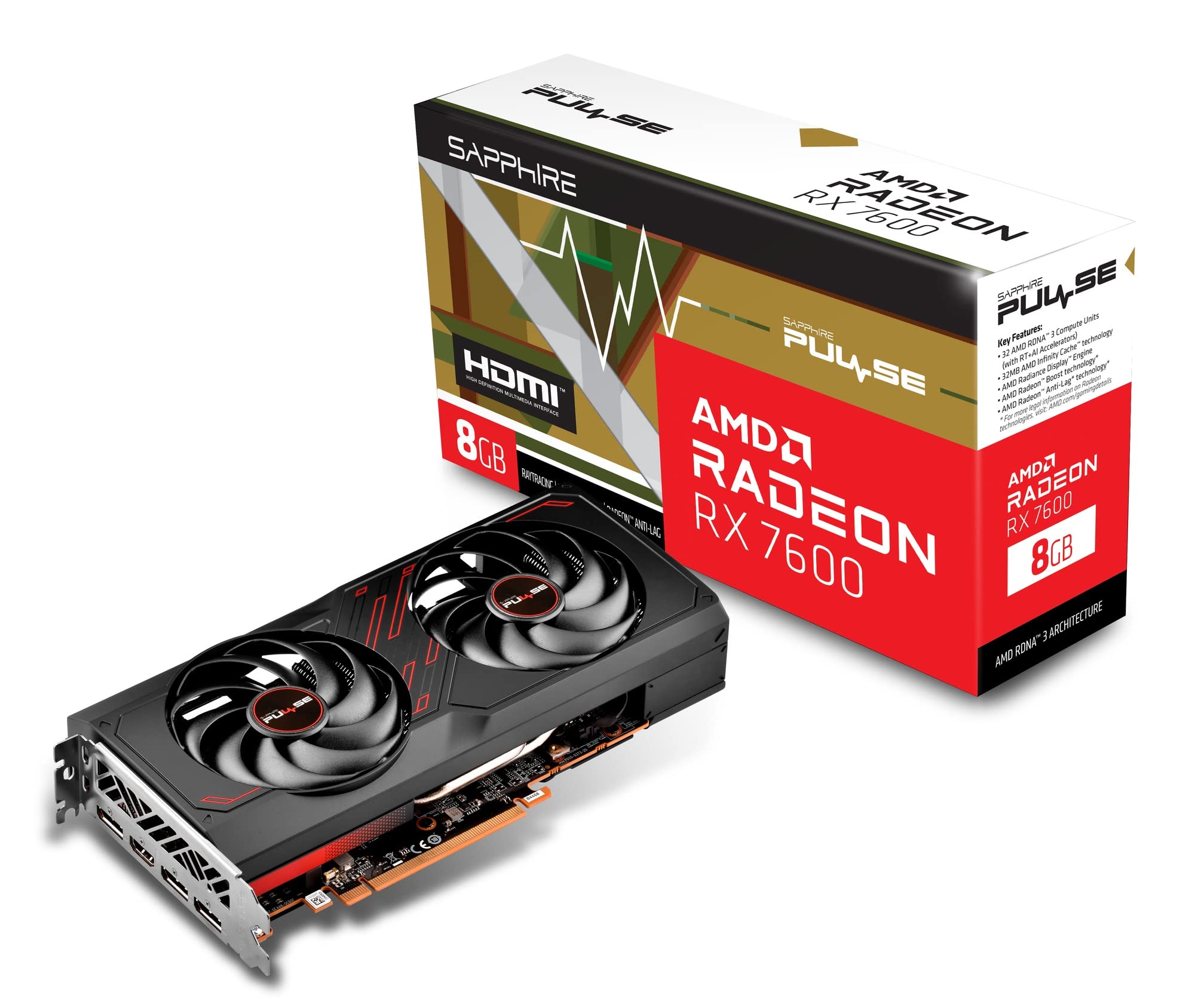 SAPPHIRE PULSE RADEON RX 7600 GAMING 8GB GDDR6 グラフィックスボード 11324-01-20G V