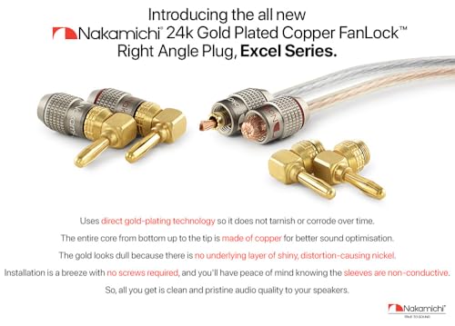 エブリデイ・ダイレクトのNakamichi FanLock Excel シリーズ 24k 金メッキ直角(90度)バナナプラグ 10 AWG - 18 AWG ゲージ サ｜アングル2