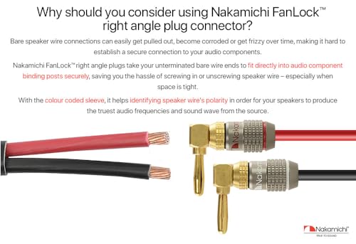 エブリデイ・ダイレクトのNakamichi FanLock Excel シリーズ 24k 金メッキ直角(90度)バナナプラグ 10 AWG - 18 AWG ゲージ サ｜アングル3
