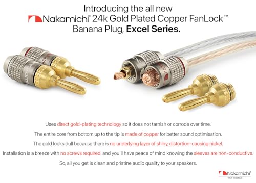 エブリデイ・ダイレクトのNakamichi FanLock Excel シリーズ 24k 金メッキ バナナプラグ 10 AWG - 18 AWG ゲージ サイズ 4mm｜アングル2