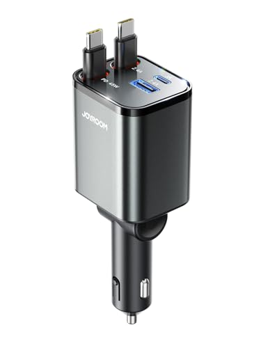 【巻き取り式・2本USB-C】JOYROOM 車載充電器 巻き取り式充電ケーブル 車 シガーソケット 69W【4台同時充電・超コンパクト設計】