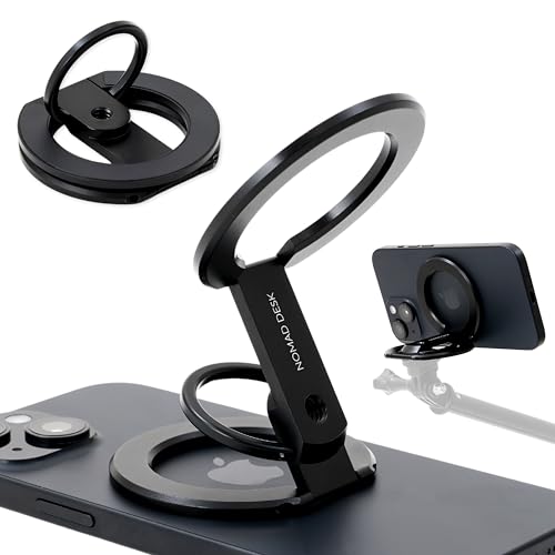 NOMAD DESK MagSafe対応 多機能スマホリングスタンド 両面マグネット 三脚接続 2つの関節 軽量薄型 独..