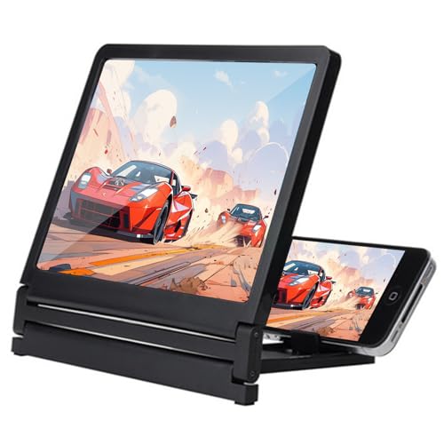 スマホ拡大鏡スクリーン 18*12CM大画面 スマホ拡大鏡 折り畳み式 角度調整可能 スマホ 拡大スクリーン 携帯 拡大レンズ ブラック