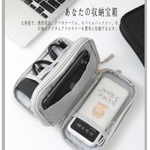 ガジェットポーチ 180°開口デザイン 便利グッズ 薄型 ケーブル 充電器やケーブルケース 電源コード収納 小物収納 軽量 旅行 出張 テレワー everydaydirect-10036258 エブリデイ・ダイレクト サンプル画像3