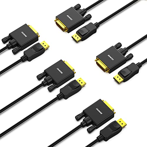 BENFEI 5個 1.8m DisplayPort to DVI ケーブル DisplayPort - DVI アダプター オス - オス 金