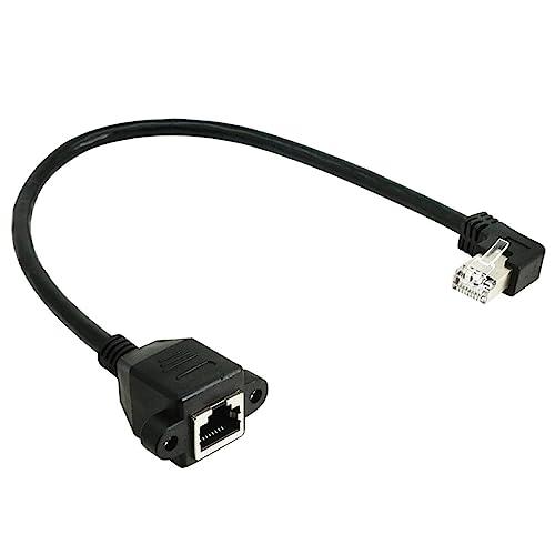 右向きブラック/31cm/-・Style:右向き・パッケージ個数:1・【仕様】L字型の直角90度RJ45 / 8P8Cイーサネット（メス）→RJ45/8P8C（オス）コネクタです。・【規格】CAT5(Category5)に準拠・【特徴】モデムやルーター、またはNASのサーバー室など狭い空間での接続時に、差し込み方向を90度変換することにより省スペース化を実現します。また、ノートパソコンなどの有線LANケーブルの接続時に配線の整理に役立ちます。・【商品詳細】RJ45 / 8P8C メス→オス コネクタ。 L字型 90度直角方向変換プラグ。LAN コネクタ L字 L字型 直角 90度 RJ45 / 8P8C イーサネット CAT5 準拠 LANケーブル RJ45 (オス) - RJ45 (メス)