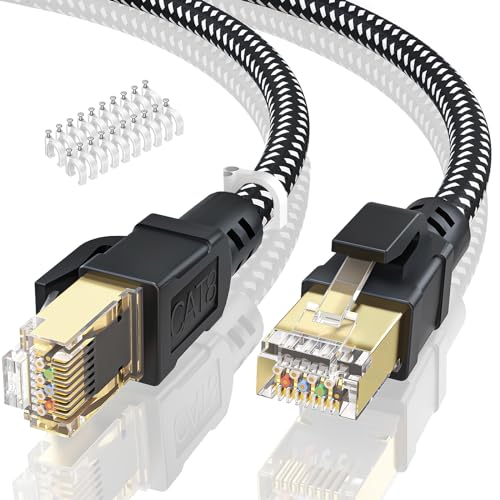 樂天商城 - BUSOHE LANケーブル 15M CAT8 有線lan フラット40Gbps 2000MHz 高速 RJ45 コネクタ カテゴリー8 lan