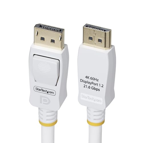 音楽ホワイト/6 ft (1.8 m)/DP12-CABLE-6FTW・パッケージ個数:1・高性能：UHD対応DisplayPortデバイス向けに設計された4K対応DP 1.2ケーブル。コネクター部の性能を示すマークにより、適切なDPケーブルを素早く識別可能。最大データ転送速度21.6Gbpsで、スムーズな4K60Hzビデオを実現。・VESA規格対応：優れた性能と互換性を備えたDisplayPort 1.2ケーブル。各種DPディスプレイで安定した信号出力とスムーズなビデオ再生が可能。旧バージョンのDisplayPortに下位互換対応・高品質構造：ジャストフィットで不慮の断線を防ぐニッケルめっきラッチ式DPコネクター。アルミニウムマイラーシールドで、EMI保護を強化。耐久性あるTPE被覆材およびストレインリリーフは、ハロゲンフリー、RoHS対応・用途：1440p解像度で最大144Hzのリフレッシュレート。4K UHD対応ディスプレイ、および高性能GPUやデスクトップワークステーションに理想的。MSTマルチモニターデイジーチェーンに対応。DPモニターと4Kドッキングステ
