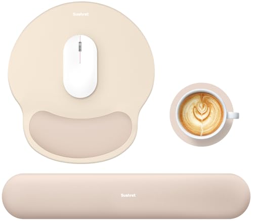 Sushret リストレスト マウスパッド 3点セット 手首サポート 低反発メモリーフォーム ジェル入り パームレスト 付き ずれにくい 人間工