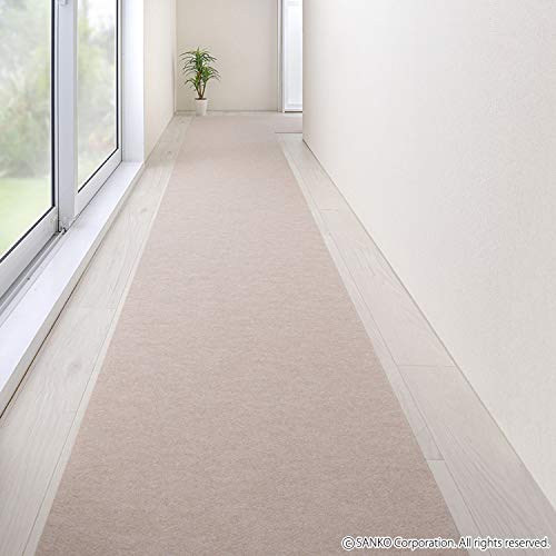 Sanko サンコー 廊下敷き ロングマット キッチンマット カーペット はっ水 消臭 日本製 60×270cm ライトベージュ フラットタイプ [2]