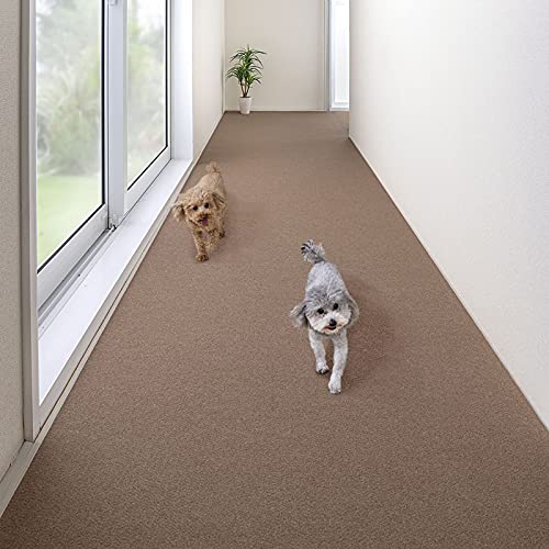 Rakuten - Sanko サンコー 廊下敷き ロングマット キッチンマット カーペット はっ水 消臭 日本製 90×500cm ブラウン フラットタイプ おく