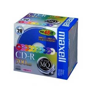 maxell データ用 CD-R 700MB 48倍速対応 カラーミックス 20枚 5mmケース入 CDR700S.MIX1P20S