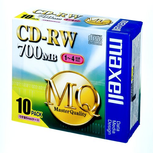 maxell �ǡ����� CD-RW 700MB 4��®�б� 10�� 5mm�������� CDRW80MQ.S1P10S