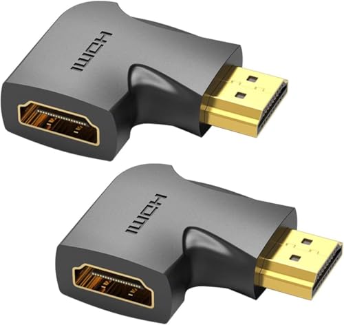 VENTION HDMI 変換アダプター 右向き 直角 オス-メス L字型 90度 4K対応 60Hz 金メッキ PVC 2個入り 延長 保護
