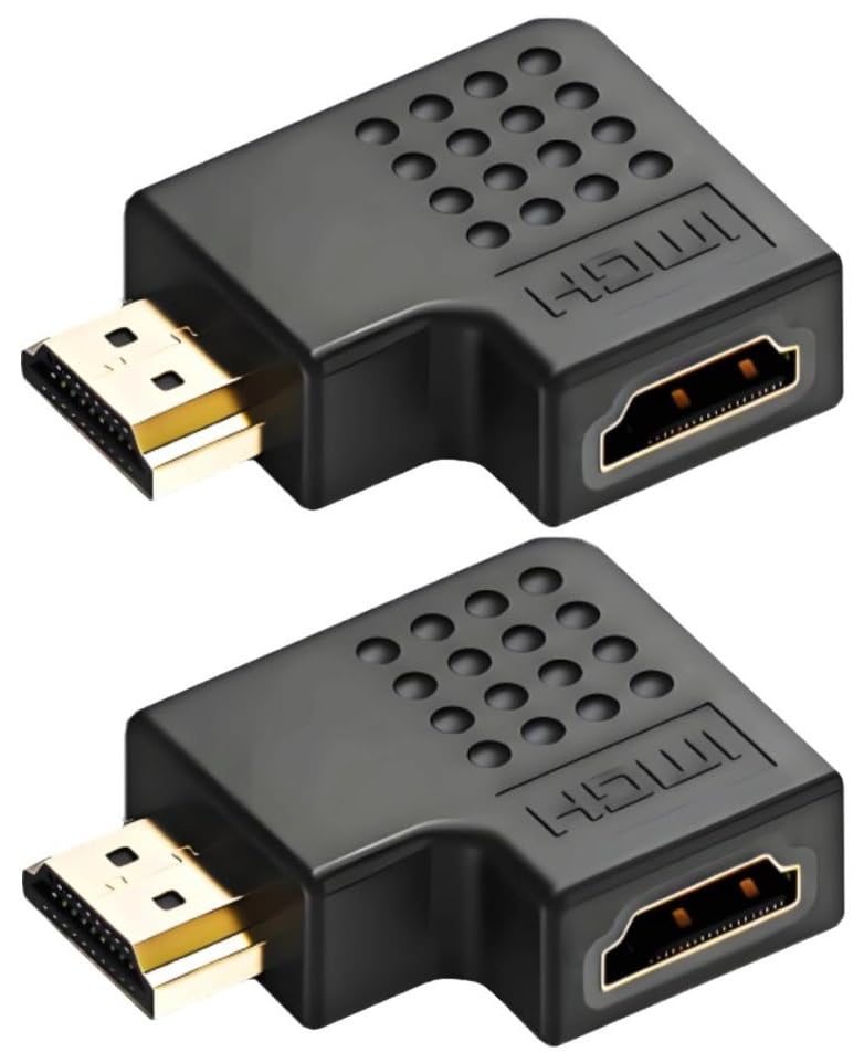 HDMIアダプタ 変換コネクト L字 L型 90度 270度 オス メス 中継 TV Stick PC対応 (右向き(270度) 2個)
