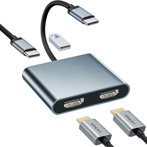 HDMI Type-C 変換アダプター デュアルHDMI 拡張器 2画面出力 4-in-1 USB-C 拡張【HDMI 2つ+USB3.0+PD