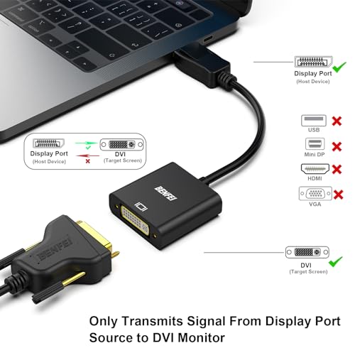BENFEI 10個 DisplayPort - DVI シングルリンクアダプター、DisplayPort(ディスプレイポート) - DVI 変