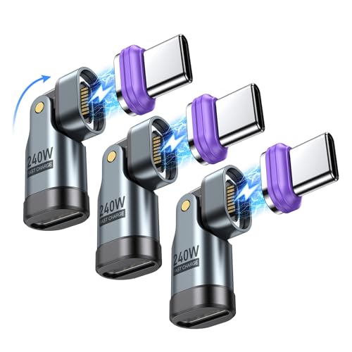 AUFU USB-C �ޥ��ͥåȼ� �Ѵ������ץ� 16Pin L���� 180���ž��PD240W��3�ĥ��åȡ�Type-C ��®���� ������C