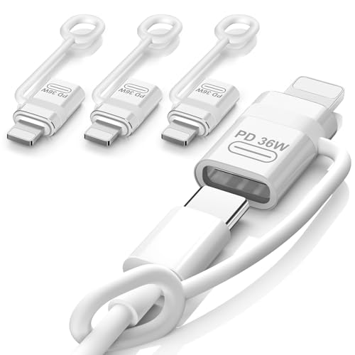 MoKo Type Cからライトニング変換用アダプタ 4枚セット 紛失防止シリコンストラップ付き Type C to ライトニング変換アダプター