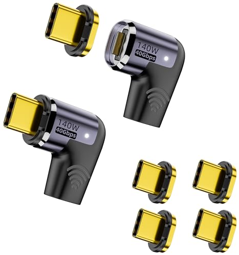 MUXER USB C マグネット アダプタ L字、40Gbps USB4高速データ転送、140W PD急速充電、4K 120Hz / 8K 6