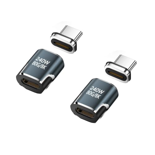 240W シアン 2個/-/-・Color:240W シアン 2個・【240W超高速充電対応】このマグネット式USB-Cアダプターは最大240W（48V/5A）の超高速充電に対応し、USB4およびUSB-Cデバイスに安定した電力を供給します。MacBook Pro、Chromebook、Dell XPSなどのノートパソコンに最適。内蔵LEDライト付きで、作業中・ゲーム中・動画視聴時にも便利です。効率的かつスピーディーな充電で、一日中デバイスをフルパワーで使用できます。・【8KウルトラHD映像＆オーディオ出力】180度回転式USB-Cマグネットアダプターは、8K@60Hzの超高精細映像と臨場感あふれるサウンドを実現。映画鑑賞、ゲーム、プレゼンテーションに最適で、自宅でもオフィスでも劇場のような映像体験を楽しめます。スムーズでディテール豊かな映像表現を提供します。・【80Gbps超高速データ転送】このマグネット式USB-Cアダプターは、最大80Gbpsの転送速度を実現し、HD動画や写真、大容量ファイルを数秒で転送可能。内蔵シグナルブースターにより、長距離でも安定した通信性能自動位置合わせ機能を備えた強力マグネットヘッドが瞬時に接続し、しっかりとロック。誤って引っ張ってもデバイスを安全に保護します。MacBook（Pro/Air）、Chromebook、Dell・LenovoノートPC、Switch・Steam Deckなどのゲーム機、iPad Pro/Air、Galaxy Tabなどのタブレットにも幅広く対応。USB-C搭載デバイスなら、仕事・旅行・娯楽のどんなシーンでも快適に使用できます。