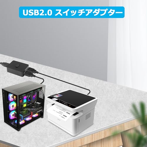 CERRXIAN USB2.0スイッチセレクター USB KVMスイッチャアダプタ 双方向USB共有スイッチ 2 in 1 Out/ 1 in