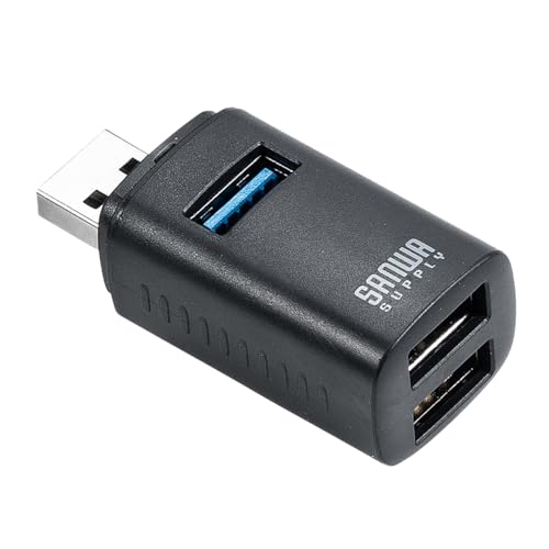 サンワダイレクト USBハブ 小型 Type-A 3ポート 拡張 USB3.0/2.0 USB増設 コンボハブ コンパクト ブラック 軽量 40