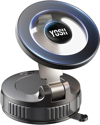YOSH 真空吸着式スマホホルダー magsafe 車載 ホルダー【2026改良型：ザラザラ面吸着ナノゲル真空吸盤】スマホホルダー 真空 吸着(2.0)